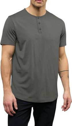 Cuts AO Curved Hem Short Sleeve Henley in Castor Grey at Nordstrom, Size X-Large