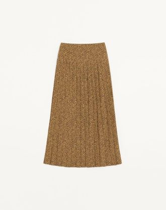 Valentino Crepe De Chine Skirt With Fauve Eclat Micromacula Print Wo