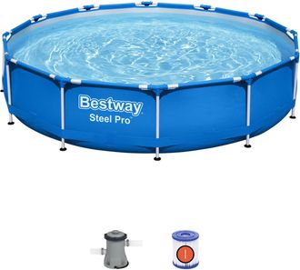 Bestway Piscina Elevada Steel Pro - Medidas 366 X 76 Cm - Bomba De Filtro Incluida - F&aacute;cil Instalaci&oacute;n - Piscina Desmontable, Jard&iacute;n, Verano - Bestway
