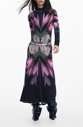 Desigual Long Sleeve Maxi Dress in Black at Nordstrom Rack, Size X-Small