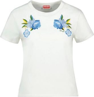 Kenzo Wildflower Embroidered T-Shirt - female - Kenzo - T-Shirts - White - M - Tops