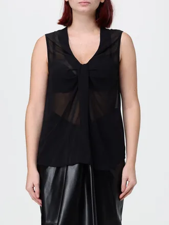 Hanita Sleeveless Draped Polyester Blouse with V-Neck