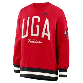 Nike Georgia Legacy Nike Womens College Pullover Crew in Red | 040H10FJUGV-V89