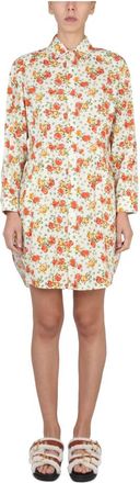Marni Mini-jurk met bloemenprint - Dames - Shirt Kleedjes - Veelkleurig - S - Katoen - Kleedjes