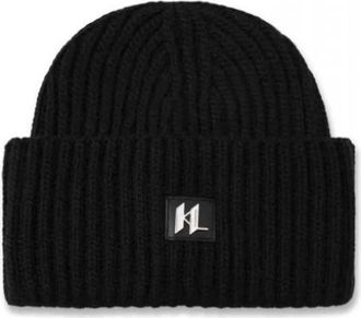 Karl Lagerfeld Logo Patch Muts - unisex - Hoeden - Zwart - L - Wol - Accessoires