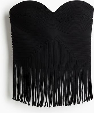 H&M Bustier-Top mit Fransen - Schwarz