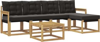 vidaXL Conjunto De Sof&aacute;s De Exterior 6 Uds. Blanco Y Negro Vidaxl