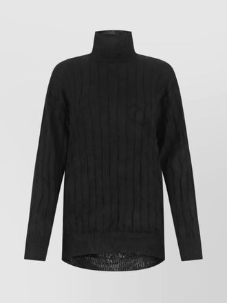 Balenciaga silk oversized ribbed mock turtleneck sweater