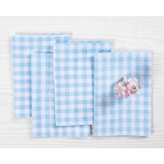 Solino Home Linen Dinner Napkins - Gingham Check, 20 x 20 in Blue Bell at Nordstrom, Size Large