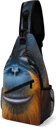 Generic Majestic Orangutan Monkey Mens Print Crossbody Large Sling Backpack Casual Chest Bag Gift for Traveling Hiking Workout