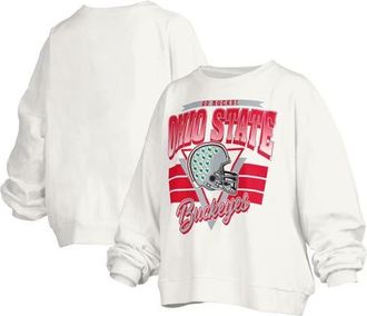 Pressbox Womens Pressbox White Ohio State Buckeyes Janice Retro Logo Oversized Pullover Sweatshirt at Nordstrom, Size X-Large