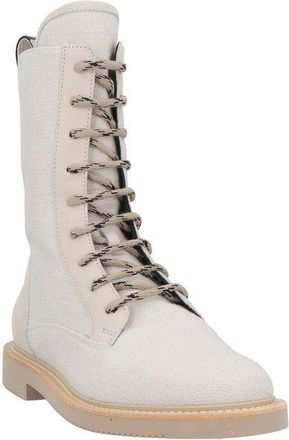 Brunello Cucinelli Womens Beige Cotton Lace-Up Boots