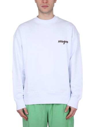 Msgm White Crew Neck Sweatshirt