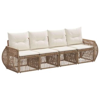 vidaXL Conjunto De Sof&aacute;s De Jard&iacute;n 4 Pcs Beige Y Blanco Crema Vidaxl