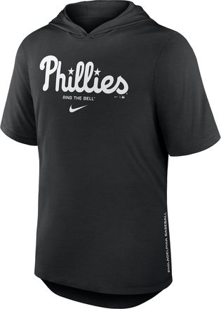 Nike Philadelphia Phillies Arched Wordmark Nike Mens Dri-FIT MLB Hooded T-Shirt in Black | 03NB00APP-6XV