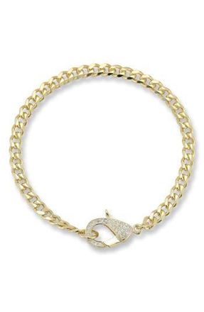 Sphera Milano Pav&eacute; Cubic Zirconia Clasp Curb Chain Bracelet in Gold at Nordstrom Rack