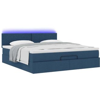 vidaXL Estructura De Cama Otomana Con Colch&oacute;n Tela Azul 160x200 Cm Vidaxl