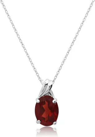 MAX + STONE 14k Yellow or White Gold Gemstone Oval Pendant Necklace with Drop Twist Setting
