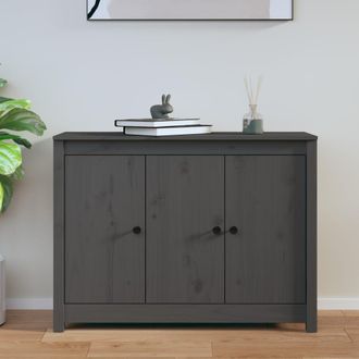 vidaXL Vidaxl - Aparador De Madera Maciza De Pino Gris 100x35x74 Cm