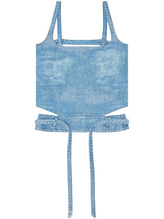 Diesel Light Blue Denim Crop Top with Square Neckline
