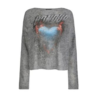 Dondup Truien & Vesten, Dames, Grijs, L, Oversized Crew-Neck Jumper