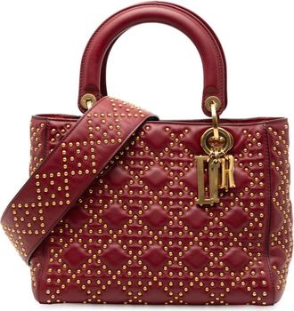 Dior Pre-owned Dior Medium Lambskin Cannage Studded Supple Lady Dior 01-BO-0187