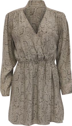 Parker Snakeskin-Print Mini Dress in Beige Silk
