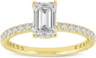 LuvMyJewelry Meline14K Yellow Gold Emerald Cut Lab Grown Diamond Hidden Halo Engagement Ring - 2.08 Ct