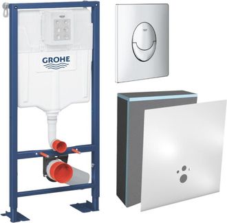 GROHE Set Marco De Soporte Grohe Solido Con Cubierta Wedi I-board, Cromo, Con Revestimiento Blanco Puro