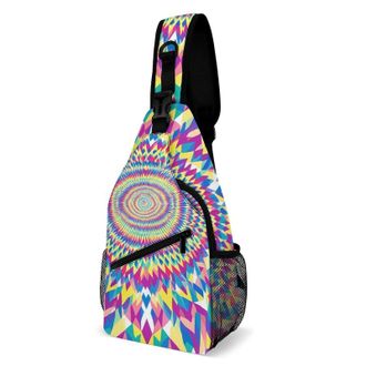 Generic Symmetrical Triangles Colorful Unisex Shoulder Bags Casual Crossbody Chest Bag Sling Backpack for Hiking Cycling Travel