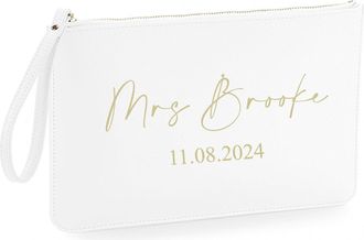 Generic Personalised Mrs To Be Bridal Saffiano Leather Clutch Bag Zip Pouch
