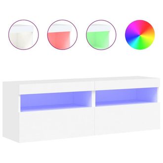 Berkfield Home TV Wall Cabinets with LED Lights 2 pcs White 60x30x40 cm | Size: 60 x 30 x 40 cm
