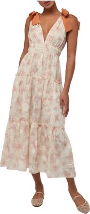 Lulus Lotus Bow Midi Dress In Peach Floral