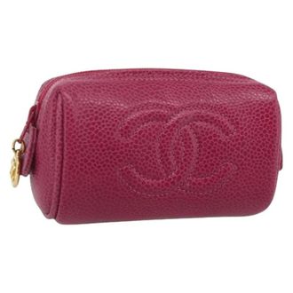Chanel Pre-owned Bags, female, Pink, Size: ONE SIZE Pre-owned Caviar Skin Pouch
