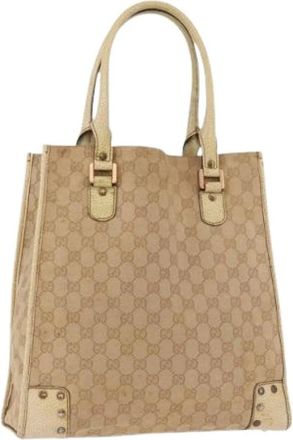 Gucci Pre-owned GG Canvas Tote Bag - Dames - Vintage Shopper - Beige - ONE Size - Leer - Vintage