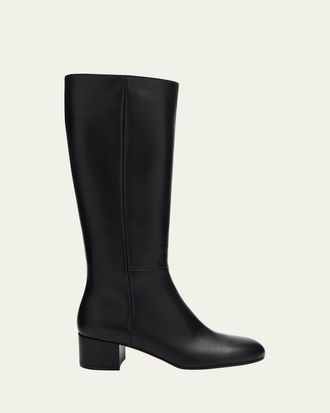 Gianvito Rossi 45mm Joelle Leather Knee-High Boots
