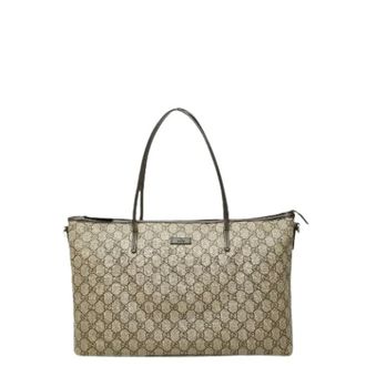 Gucci Pre-owned Tote Bags, female, Beige, Size: ONE SIZE Pre-owned GG Supreme PVC Tote Bag