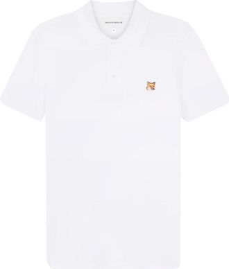 Maison Kitsun&eacute; Witte T-shirts en Polos met Logo Patch - Heren - Polos - Wit - S - Katoen - Tops