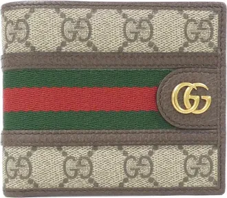 Gucci Ophidia Beige Brown Gg Supreme Leather Wallet (Bi-Fold) (Pre-Owned)