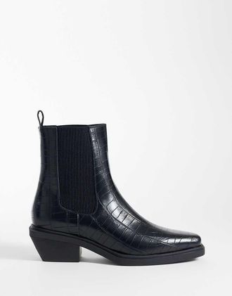 Asos Stivaletti Chelsea con tacco cubano nero coccodrillo