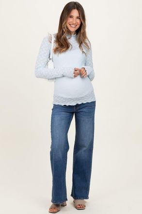 Pinkblush Medium Wash Wide Leg Maternity Jeans in Blue at Nordstrom, Size 27 29