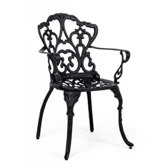 BIZZOTTO Silla De Aluminio Antracita Con Exterior Barroco Cm 57,5x 58 X 87,5h
