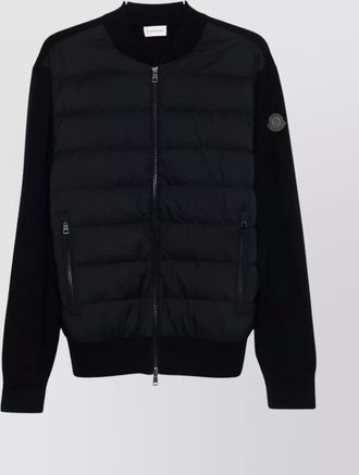 Moncler padded zip front jacket with wool sleeves