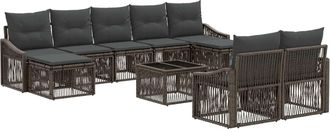 vidaXL Conjunto De Sof&aacute;s De Jard&iacute;n 10 Uds. Gris Rat&aacute;n Sint&eacute;tico Vidaxl