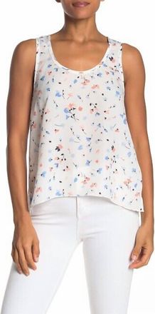 Joie Erla Side Slit Floral Print Sleeveless Blouse In White