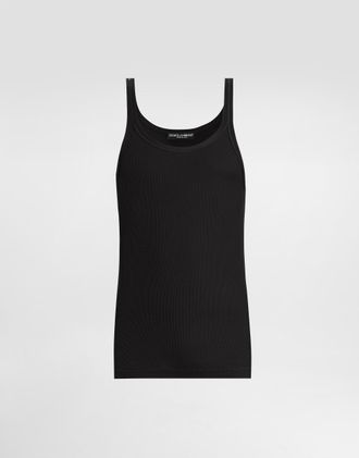 Dolce & Gabbana Ribbed Cotton Tank Top - Man T-shirts And Polos Brown Cotton 44