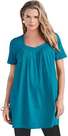 Roaman's Ultimate Pleatneck Tunic in Deep Turquoise at Nordstrom, Size 4X