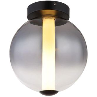 Globo Lighting Plafoniera LED cromata da soggiorno, rotonda, a specchio, trasparente satinato, 12W 960Lm bianco caldo, PxH 26x10 cm, set di 2