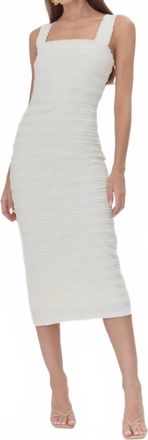 Adelyn Rae Lara Textured Lace Trim Midi Dress In Cream