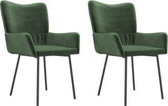 vidaXL Sillas de comedor 2 unidades terciopelo verde oscuro Vidaxl